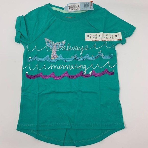 Cat & Jack Shirts & Tops Cat Jack Girls Tropical Green Mermaid